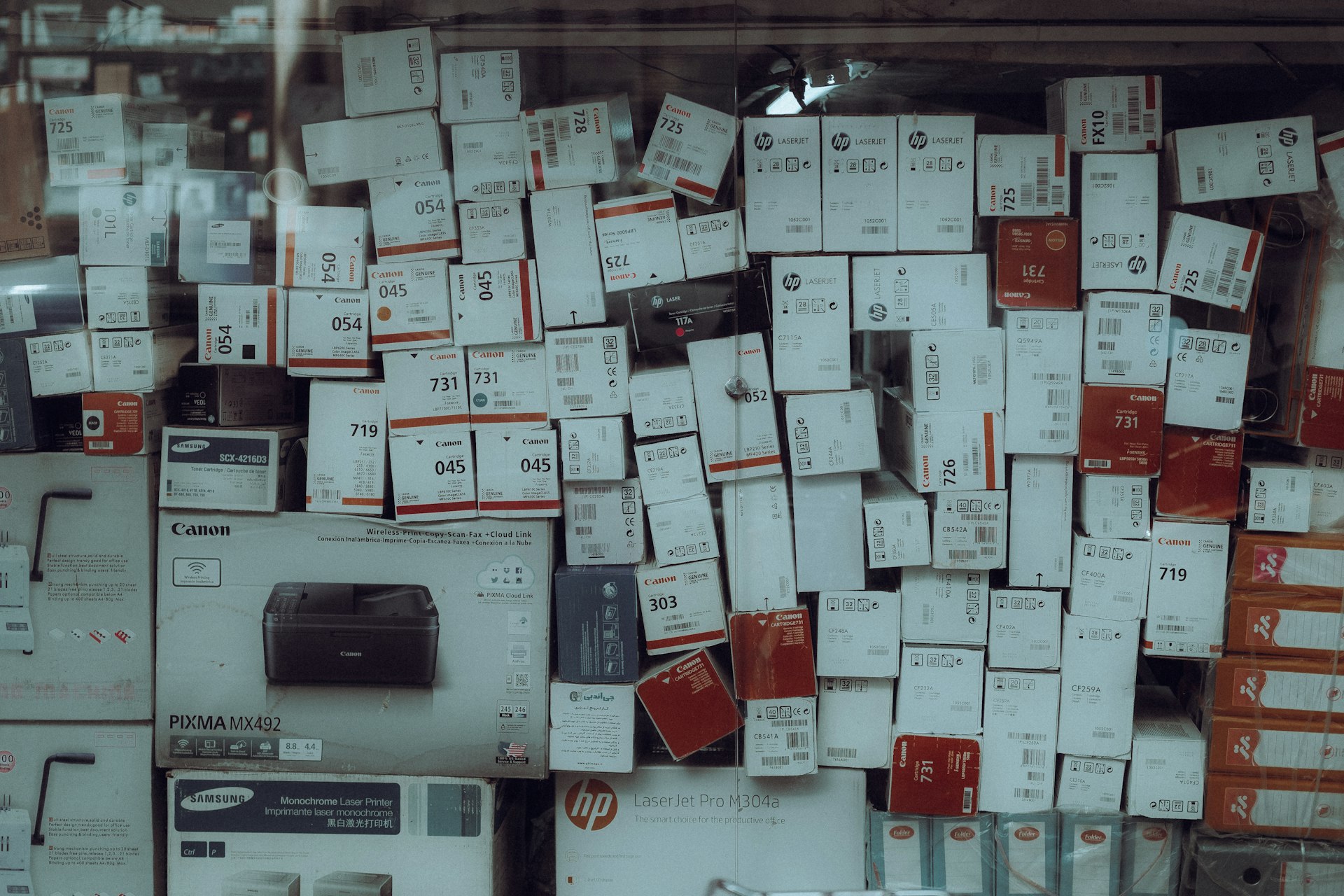 a bunch of boxes stacked on top of each other